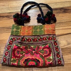 Vibrant Multicolor Embroidered Tote Bag